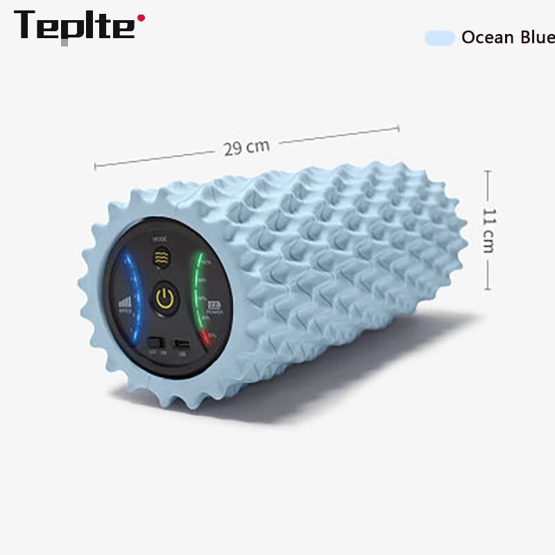 Electric Foam Roller with Vibration Massage - 4 Speed Column for Deep Tissue Muscle Relaxation - USB Rechargeable for Home Gym and Yoga Use
