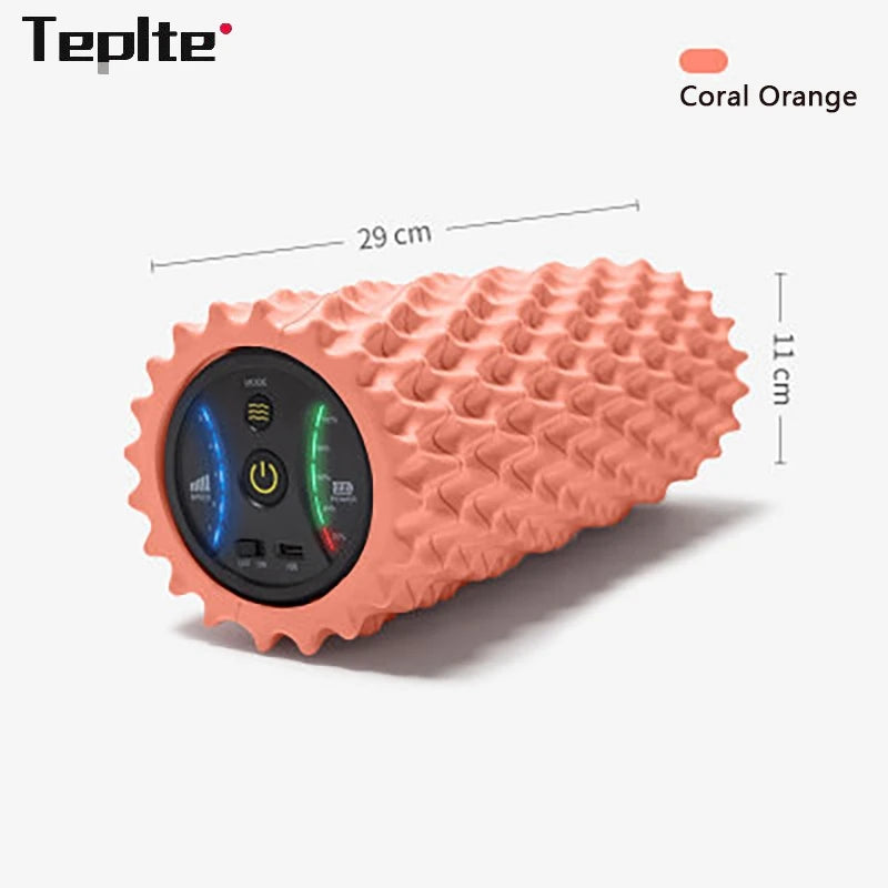 Electric Foam Roller with Vibration Massage - 4 Speed Column for Deep Tissue Muscle Relaxation - USB Rechargeable for Home Gym and Yoga Use