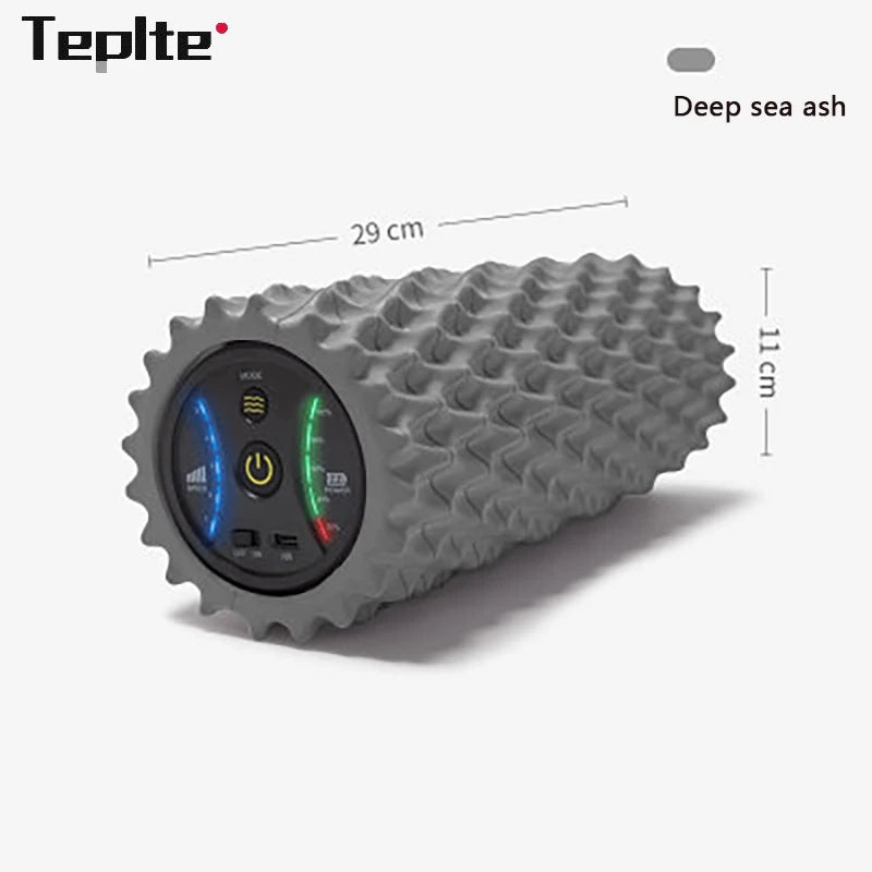 Electric Foam Roller with Vibration Massage - 4 Speed Column for Deep Tissue Muscle Relaxation - USB Rechargeable for Home Gym and Yoga Use