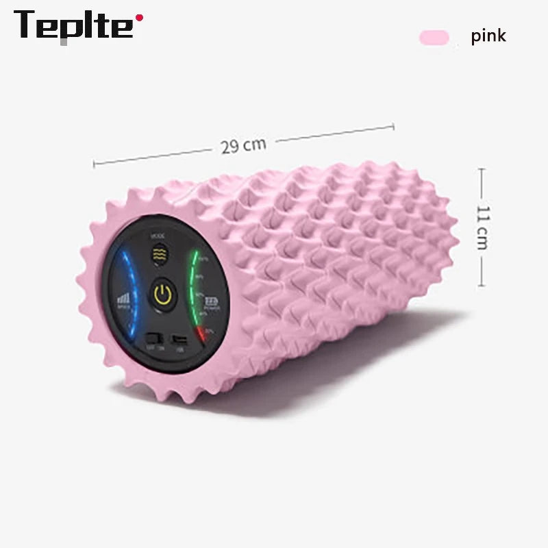 Electric Foam Roller with Vibration Massage - 4 Speed Column for Deep Tissue Muscle Relaxation - USB Rechargeable for Home Gym and Yoga Use