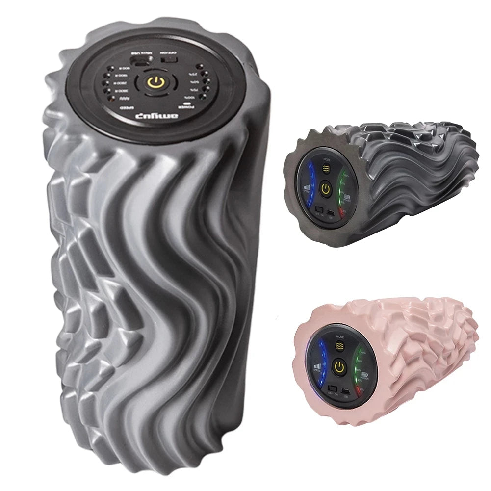 Electric Foam Roller with Vibration Massage - 4 Speed Column for Deep Tissue Muscle Relaxation - USB Rechargeable for Home Gym and Yoga Use