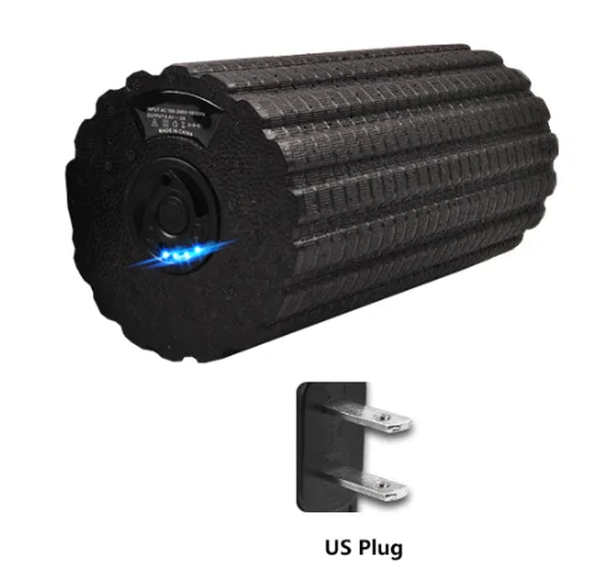 Electric Foam Roller with Vibration Massage - 4 Speed Column for Deep Tissue Muscle Relaxation - USB Rechargeable for Home Gym and Yoga Use
