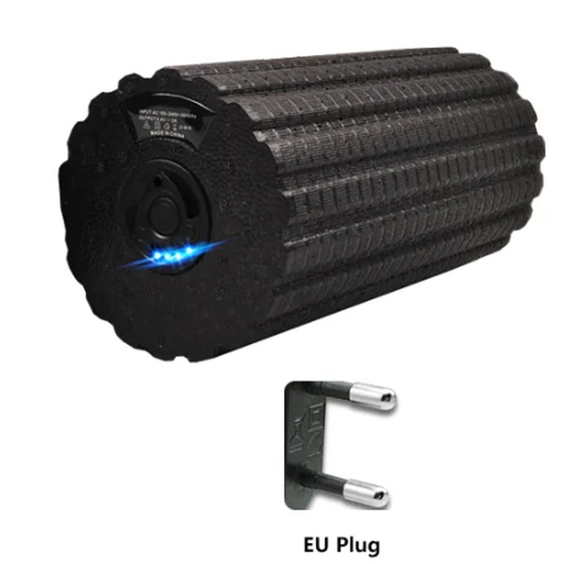 Electric Foam Roller with Vibration Massage - 4 Speed Column for Deep Tissue Muscle Relaxation - USB Rechargeable for Home Gym and Yoga Use