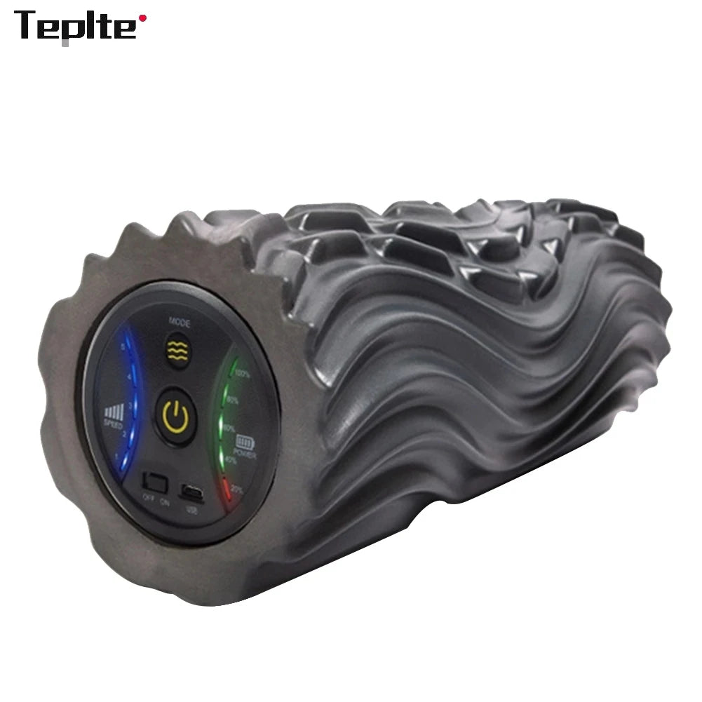 Electric Foam Roller with Vibration Massage - 4 Speed Column for Deep Tissue Muscle Relaxation - USB Rechargeable for Home Gym and Yoga Use